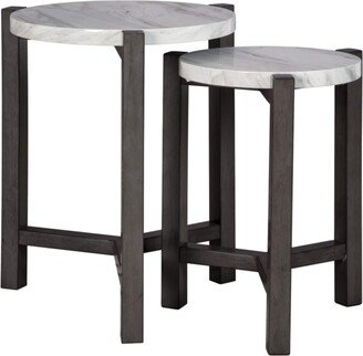 Crossport Modern 2 Piece Marble Accent Table Set