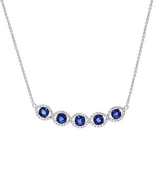 Fine Jewelry 18K 1.333.83 Ct. Tw. Diamond & Sapphire Necklace