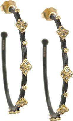 Old World Crivelli Diamond Hoop Earrings - 35 mm