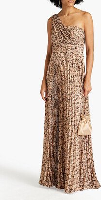 Mikael Aghal One-shoulder fil coupé chiffon maxi dress