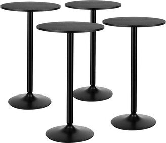 4 PCS Round Pub Table 24'' Bistro Bar Cocktail Table w/Metal Base Black