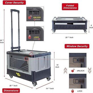 Quik Cart Extended Four Wheeled Rolling Crate With Seat Dual Accessible Doors & Heavy Duty Collapsible Basket