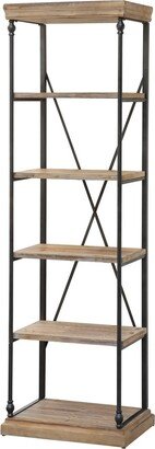 La Salle Tan Metal and Wood Etagere