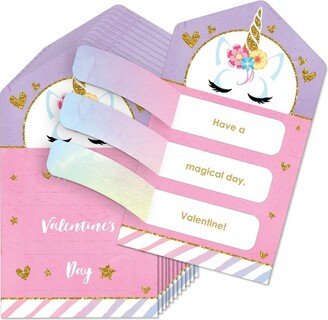 Big Dot of Happiness Rainbow Unicorn - Magical Unicorn Cards for Kids - Happy Valentine's Day Pull Tabs - Set of 12