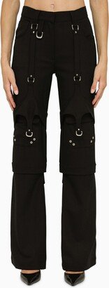 Black multi-pocket cargo trousers