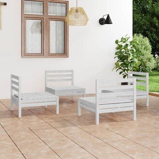 4 Piece Patio Lounge Set White Solid Pinewood - 25 x 25 x 24.6-AA