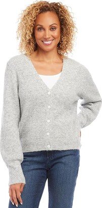 Button-Up Cardigan (Light Heather Gray) Women's Sweater