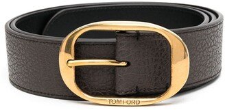 Engraved Oval Buckle Leather Be