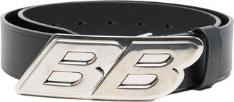 Logo-Buckle Leather Belt-BR