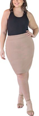 24seven Comfort Apparel Plus Size Elastic Waist Pencil Skirt