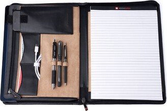 Alpine Swiss Genuine Leather Writing Pad Portfolio Business Case for Left & Right Handed Use with Tablet Sleeve Smooth Finish Black