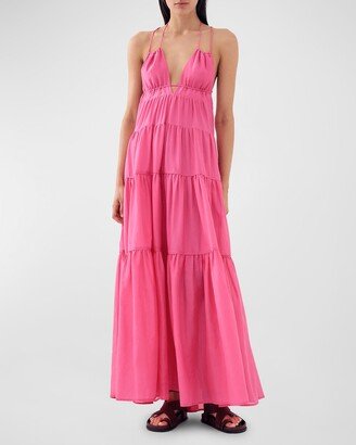 Lolita String-Tie Tiered Maxi Dress