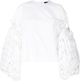 Woven Puff-Sleeve Blouse