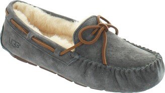 Dakota Womens Suede Sheepskin Lined Moccasin Slippers