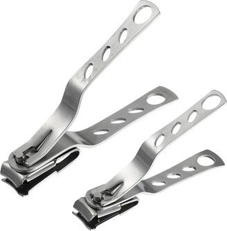 Unique Bargains Stainless Steel Nail Clipper Set for Nail Care Rotatable Silver Tone 2 Pcs