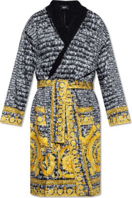 Multicolour Printed Cotton Bathrobe