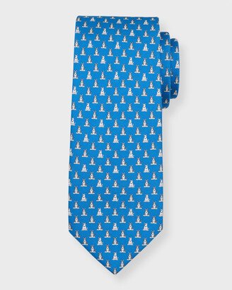 Men's Terrier-Print Silk Tie