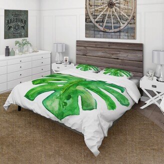 Designart 'Tropical Leaf Of Monstera I' Farmhouse Duvet Cover Set