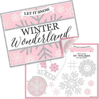 Big Dot Of Happiness Pink Winter Wonderland - Paper Coloring Sheets - Activity Placemats - Set of 16