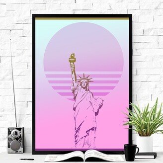 statue Of Liberty Poster, USA Wall Art, Vaporwave Retrowave Synthwave Christmas Gift