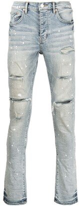P001 paint splatter slim-fit jeans