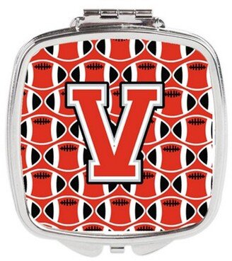 CJ1067-VSCM Letter V Football Scarlet & Grey Compact Mirror