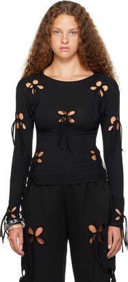 J.Kim SSENSE Exclusive Black Petal Long Sleeve T-Shirt