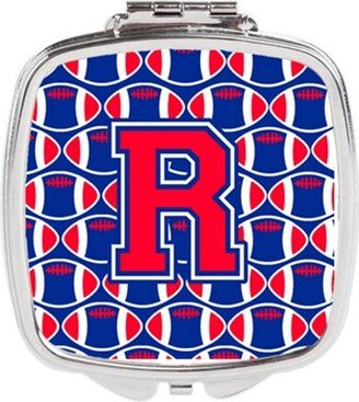 CJ1076-RSCM Letter R Football Harvard Crimson & Yale Blue Compact Mirror