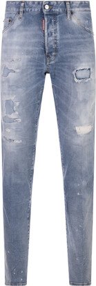 Mid-rise Distressed Slim-cut Jeans