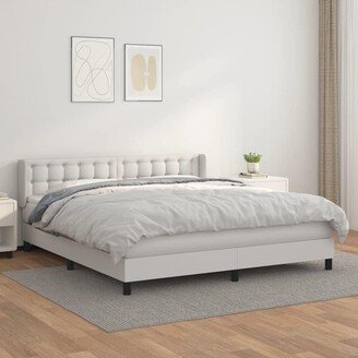 Box Spring Bed with Mattress Black Twin Faux Leather-AB