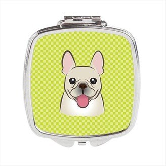 BB1300SCM Checkerboard Lime Green French Bulldog Compact Mirror, 2.75 x 3 x .3 In.