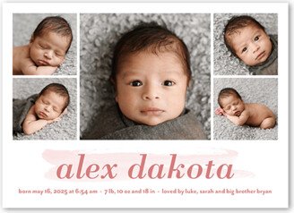 Birth Announcements: Watercolor Swatch Birth Announcement, Pink, 5X7, Signature Smooth Cardstock, Square