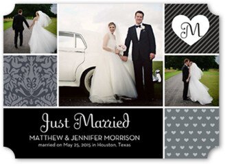 Wedding Announcements: Patterned Initial Wedding Announcement, Black, Signature Smooth Cardstock, Ticket