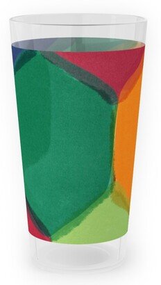 Outdoor Pint Glasses: Overlapping Hexagons - Warm Summer Outdoor Pint Glass, Multicolor