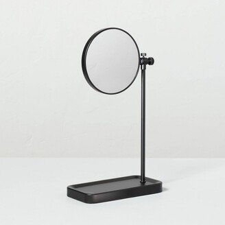 Two-Sided Vanity Mirror with Tray Base Matte Black