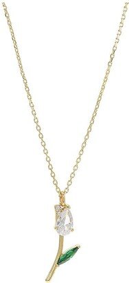 Greenhouse Tulip Mini Pendant Necklace (Clear/Gold) Necklace