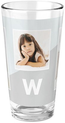 Pint Glasses: Colorblock Monogram Pint Glass, Printed Pint, Set Of 1, Gray