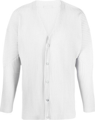 ribbed V-neck cardigan-AB