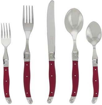 Laguiole 20-Piece Stainless Steel Flatware Set - Pearlized Raspberry