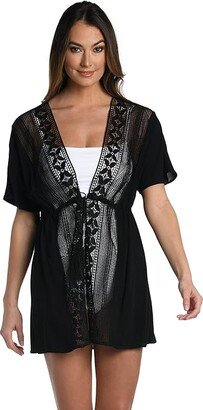 Coastal Covers Open Front Kimono (Black) Women's Swimwear