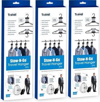 Grand Fusion Stow-n-Go Folding Travel Hangers, 3 Pack