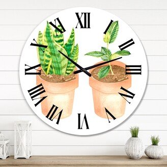 Designart 'Sansevieria & Ficus Indoor Green Home House Plants' Traditional wall clock