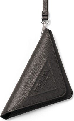 Saffiano leather triangle keychain
