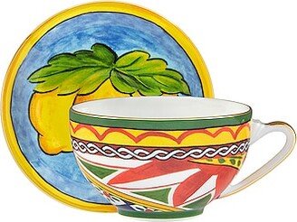 Dolce & Gabbana Casa Carretto Lemon Tea Cup And Saucer Set in Green