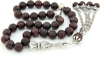 Garnet | Granat Gemstone 33 Beads 925 Silver Parts Islamic Prayer Beads Misbaha From Turkey 124005 Tasbih Tasbeeh Tesbih Rosary