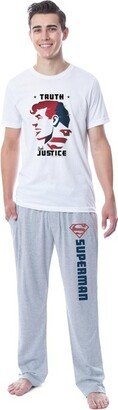 DC Mens' Superman Silhouette Truth Justice Sleep Pajama Set Shirt Pant (L) Multicoloured