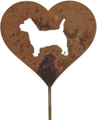 Cairn Terrier Toto Rustic Metal Dog Heart Garden Stake Pet Memorial 21 To 28 Inches Tall