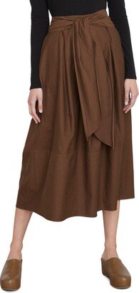 Tie Front Wool Midi Skirt