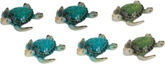 6-pc Blue and Green Sea Turtle Magnet Set 3.25