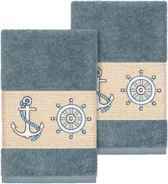 Easton Embellished Hand Towel - Set of 2 - Teal